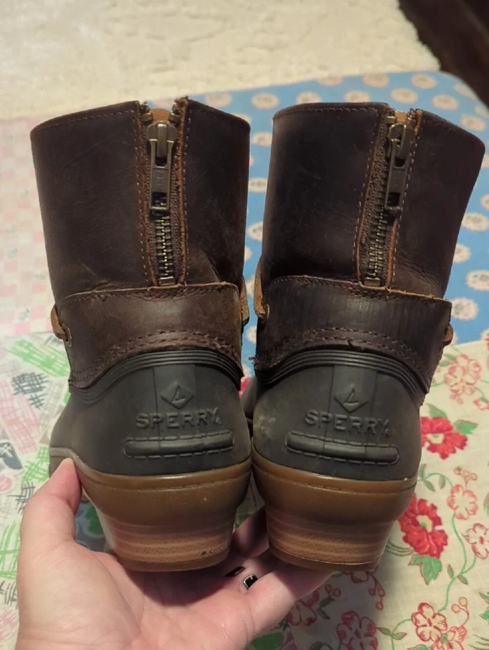 Sperry Women's Brown and Tan Sherpa-Lined Duck Boots Size 8